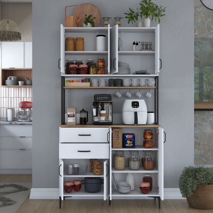 Hanah Home Armario Multiusos Blanco y Nogal JE213 - 4053